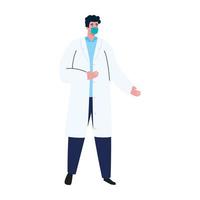 medico maschio con disegno vettoriale maschera medica