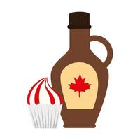 sciroppo d'acero canadese e cupcake di disegno vettoriale felice giorno del canada