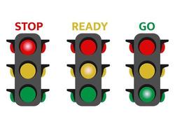 illustrazione disegno vettoriale del semaforo. rosso, giallo e verde.