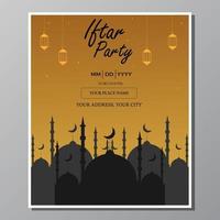 illustrazione disegno vettoriale del volantino modello di invito a una festa iftar. completamente modificabile.