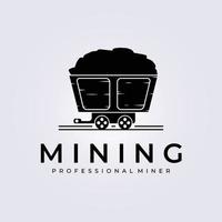 disegno dell'illustrazione vettoriale del logo del treno minerario vintage