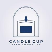 candela tazza luce fiamma logo vettore icona simbolo segno etichetta distintivo emblema illustrazione disegno grafico linea arte semplice logo candela