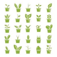 set di icone di vaso per piante vettore