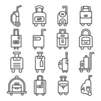 icone della linea della borsa da viaggio vettore