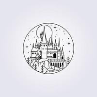 line art castello di hogwarts illustrazione vettore icona logo stampa abbigliamento t-shirt harry potter