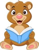 orso del bambino del fumetto che legge un libro vettore