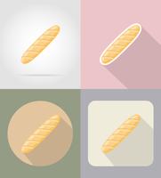 illustrazione piana di vettore delle icone dell&#39;alimento e degli oggetti della pagnotta del pane