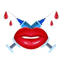 aumento delle labbra concept design icona isolata colorata procedura chirurgica medica vettore
