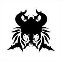 illustrazione della testa del leone vichingo del tatuaggio tribale e logo vettoriale