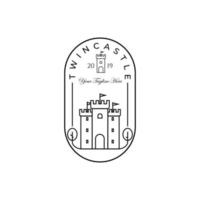 disegno dell'illustrazione vettoriale del logo del castello, logo creativo per il marchio, castello gemello