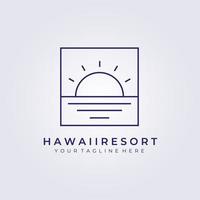 tramonto alba hawaii resort paradiso logo illustrazione vettoriale design