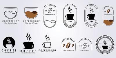 impostare il logo della caffetteria del pacchetto semplice design moderno dell'illustrazione di vettore