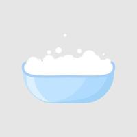 icona vettore isolato vasca da bagno blu illustrazione piatta colorata elemento di design interno bolle bianche schiuma di sapone spa relax igiene