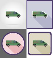 icone piane del veicolo di consegna illustrazione vettoriale