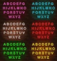 illustrazione vettoriale di alfabeto inglese lettere incandescente al neon