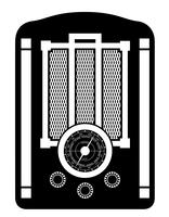 vecchia siluetta d&#39;annata nera radiofonica del profilo dell&#39;illustrazione di vettore delle azione dell&#39;icona delle azione radiofoniche