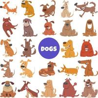 divertente cartone animato cani e cuccioli personaggi grande set vettore