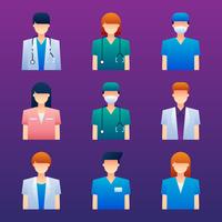Set di elementi avatar personaggi medici vettore