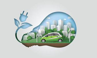 auto con lampada ecologica vettore