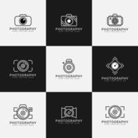 collezione di modelli di design del logo dell'icona della fotografia della fotocamera, vettore di simbolo dell'artigiano del fotografo di foto creative per etichetta, adesivo, filigrana, identità