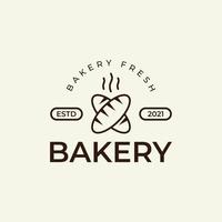 logo design vettoriale per una panetteria o un'azienda di prodotti da forno a casa, con icone di pane fresco che sono ancora calde e fumose in uno stile semplice e minimalista