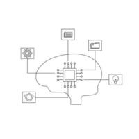 cervello con circuito digitale e programmatore. concetti di apprendimento automatico, intelligenza artificiale, cervello digitale e pensiero artificiale vettore