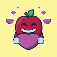 illustrazione vettoriale di frutta mela simpatico personaggio
