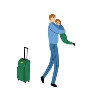 illustrazione del padre abbracciato con il figlio vettore