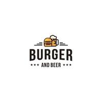 ispirazione per il design del logo di hamburger e birra vettore