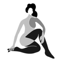 illustrazione in bianco e nero della silhouette nuda del corpo della donna vettore