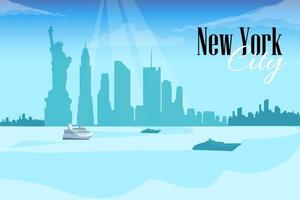 New York City in illustrazione costa sullo sfondo vettore