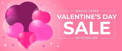 felice giorno di san valentino vendita banner sfondo illustrazione vettoriale con composizione nel focolare d'amore per la promozione dei media