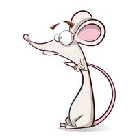 Mouse divertente, simpatico cartone animato. vettore
