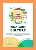 layout del modello di brochure della cultura messicana. viaggio in Messico. volantino, opuscolo, design di stampa di volantini con illustrazioni lineari. layout di pagina vettoriali per riviste, relazioni annuali, manifesti pubblicitari