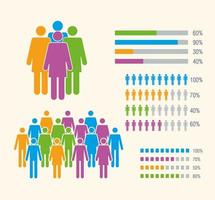 cinque icone di infografica popolazione vettore