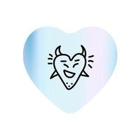 san valentino doodle icona volante demone sorridente san valentino in forma gradiente cuore. messaggio d'amore. illustrazione disegnata a mano per web, banner, biglietto di auguri, stampa, volantino, poster, vacanze vettore
