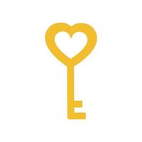 vettore chiave a forma di cuore giallo carino