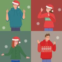 persone che usano maglione di Natale vettore