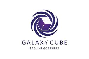 design moderno del logo del cubo della galassia vettore
