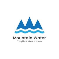 design del logo dell'acqua di montagna blu vettore