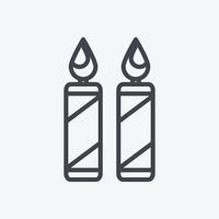 icona di due candele in stile linea alla moda isolato su sfondo blu tenue vettore