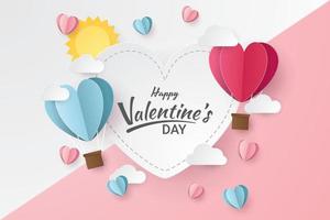 biglietto di auguri di san valentino. stile taglio carta. illustrazione vettoriale