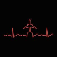 design della maglietta del battito cardiaco dell'aeroplano vettore
