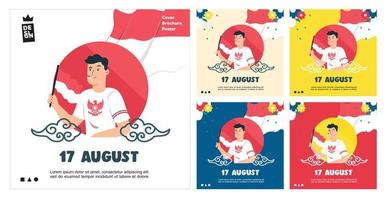 spirito del giorno dell'indipendenza indonesiana. 17 agosto da utilizzare per modelli di feed, banner e sfondi. vettore