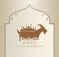 celebrazione eid al adha mubarak sfondo islamico con capra e moschea. mubarak sfondo islamico vettore