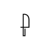 disegno del logo del coltello della lettera p vettore