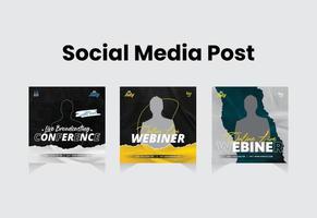 set di modelli di progettazione di post sui social media per webineer dal vivo, modello di invito per webinar, webinar per conferenze aziendali, webinar di marketing e altri seminari buon modello per la pubblicità sui social media vettore