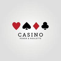 logo vettoriale per casinò. set di simboli dell'icona del seme della carta da gioco vettoriale. cuori, picche, quadri, fiori.