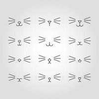 espressione di gatto. faccia di gatto. design semplice. bianco e nero. illustrazione vettoriale. vettore