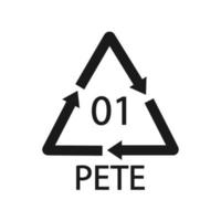 simbolo del codice di riciclaggio pete 01. segno di polietilene di vettore di riciclaggio della plastica.